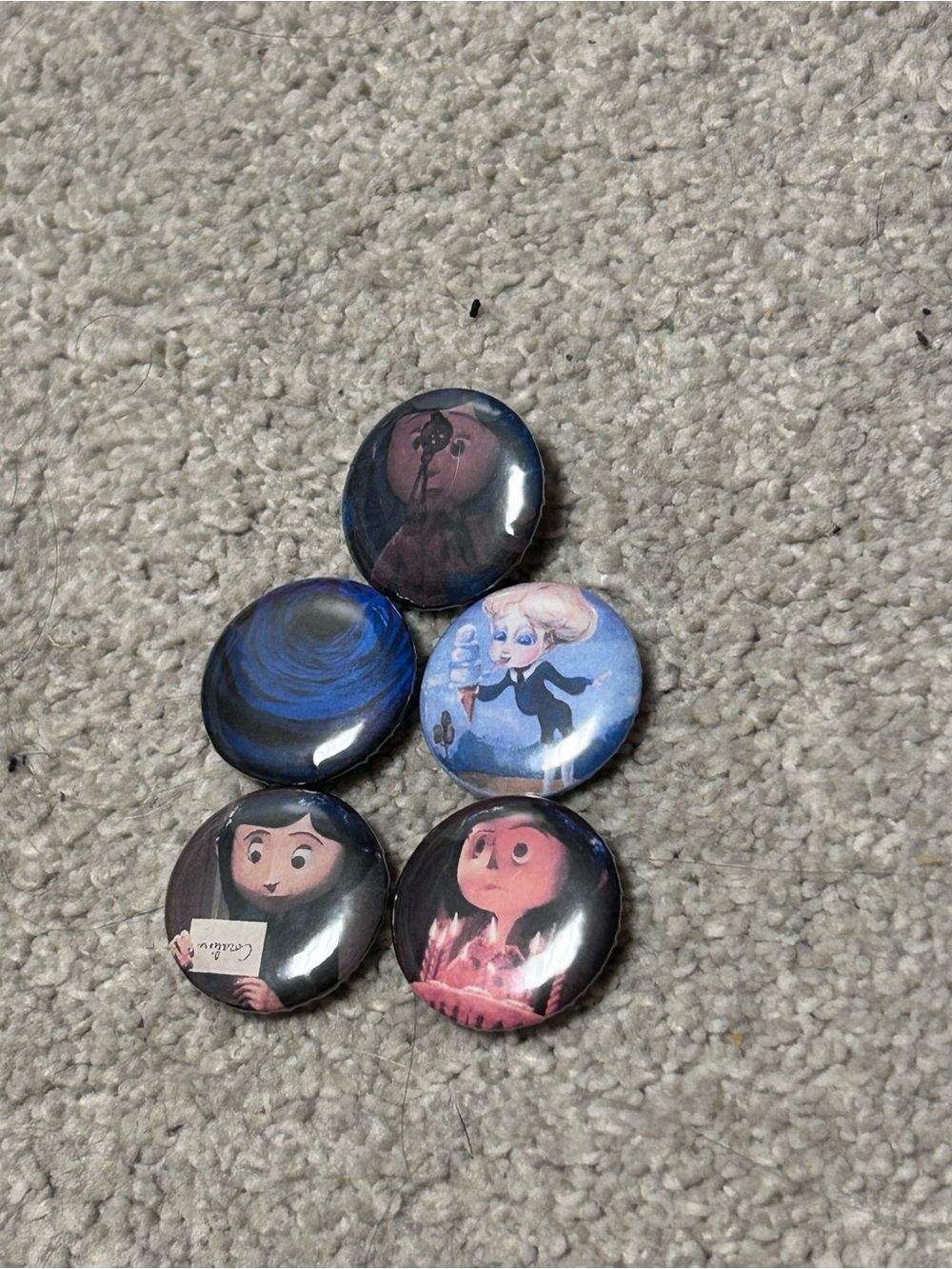 Kids Button Pin Set - Blue and Pink Character Designs